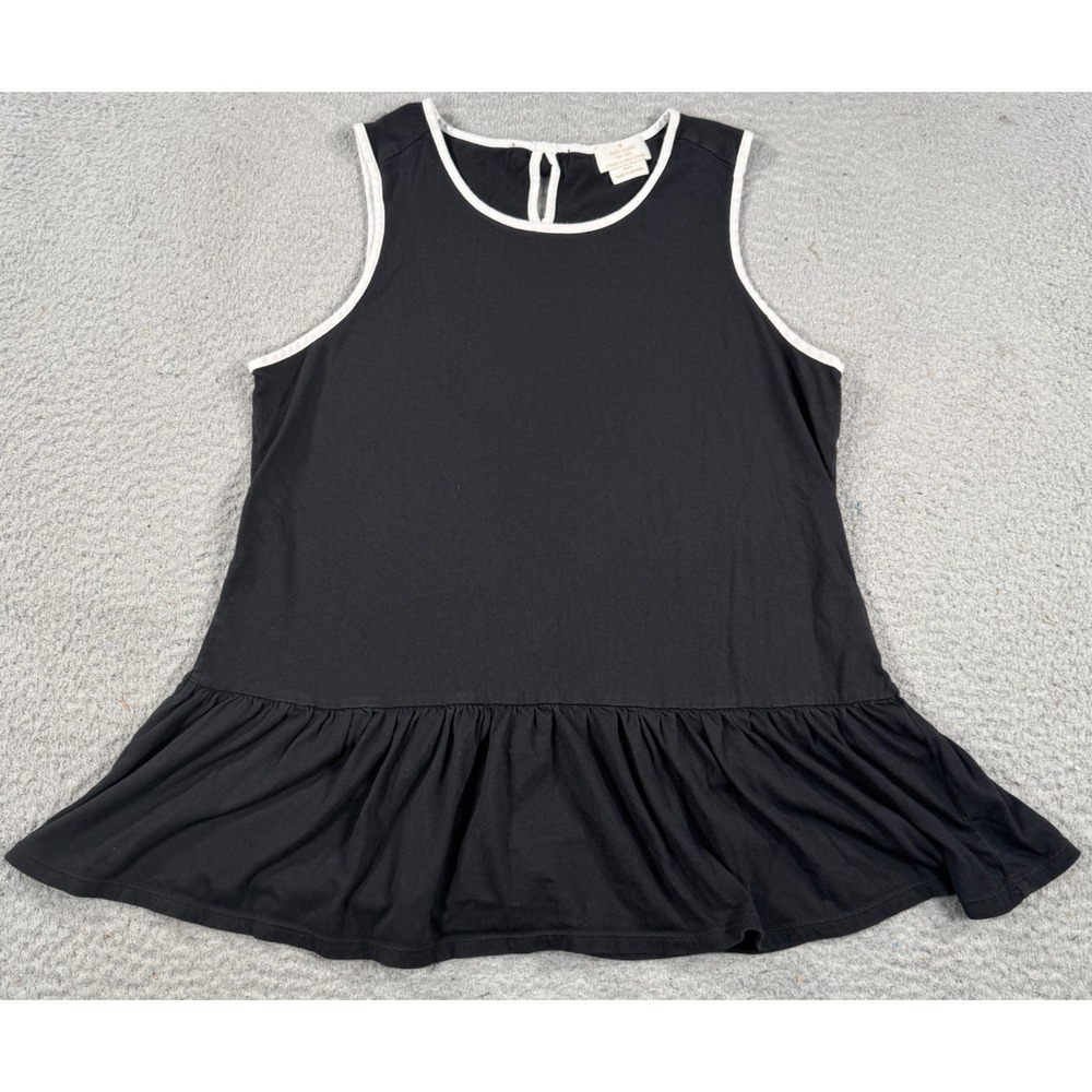 Kate Spade Dream A Little Dream Sleep Top Women's Medium Black Pajama PJs Peplum